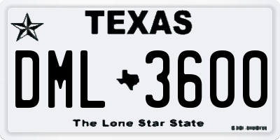 TX license plate DML3600