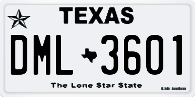 TX license plate DML3601