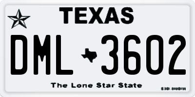 TX license plate DML3602