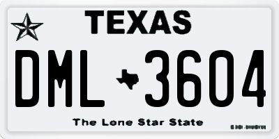 TX license plate DML3604
