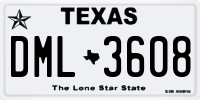 TX license plate DML3608