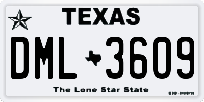 TX license plate DML3609