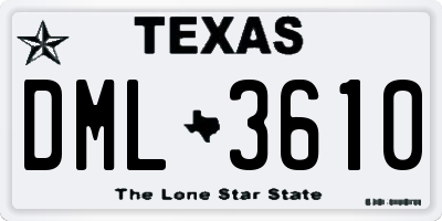 TX license plate DML3610