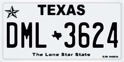 TX license plate DML3624