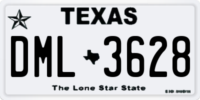 TX license plate DML3628