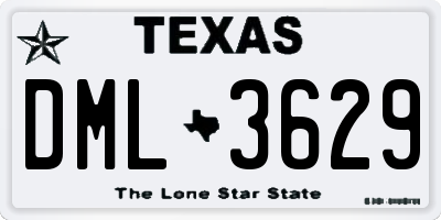 TX license plate DML3629