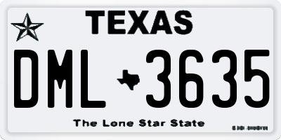 TX license plate DML3635