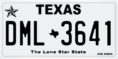 TX license plate DML3641