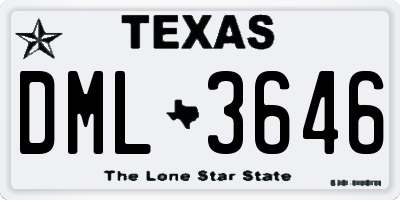 TX license plate DML3646