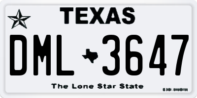 TX license plate DML3647
