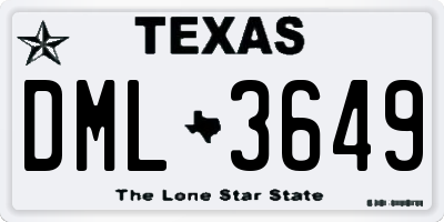 TX license plate DML3649