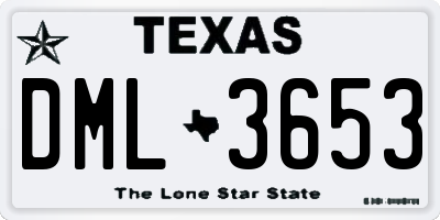 TX license plate DML3653