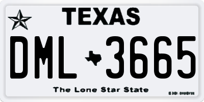 TX license plate DML3665
