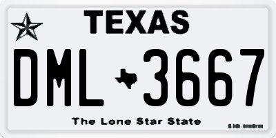TX license plate DML3667