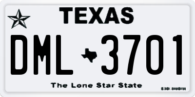 TX license plate DML3701