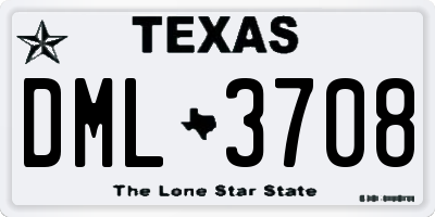 TX license plate DML3708
