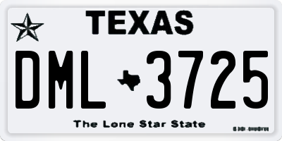 TX license plate DML3725