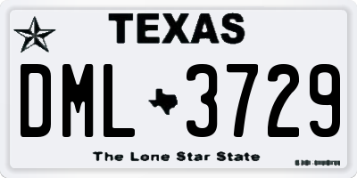 TX license plate DML3729