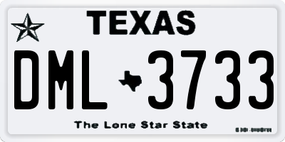 TX license plate DML3733