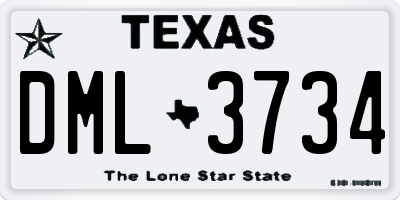 TX license plate DML3734