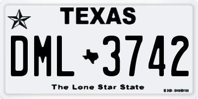 TX license plate DML3742