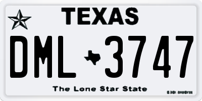 TX license plate DML3747