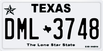 TX license plate DML3748