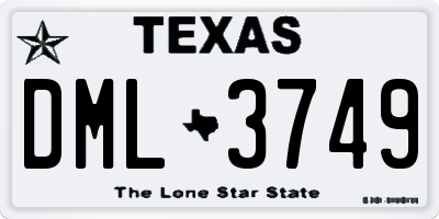 TX license plate DML3749