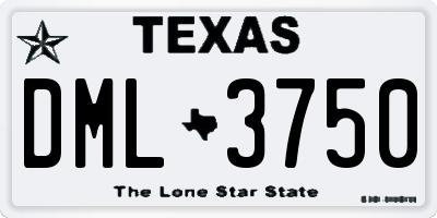 TX license plate DML3750