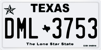 TX license plate DML3753