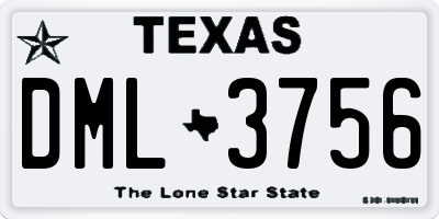 TX license plate DML3756