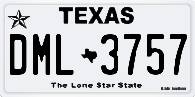 TX license plate DML3757