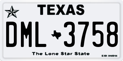 TX license plate DML3758