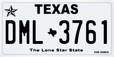 TX license plate DML3761