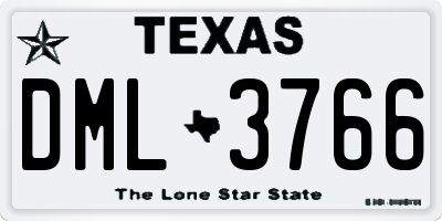 TX license plate DML3766