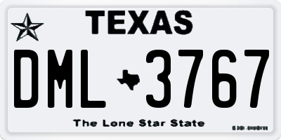 TX license plate DML3767