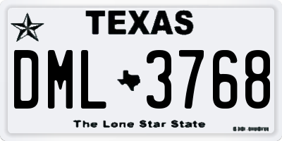 TX license plate DML3768