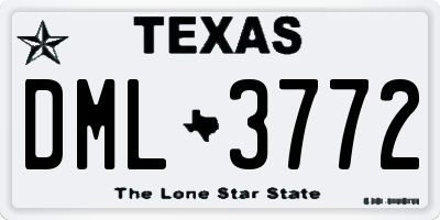 TX license plate DML3772