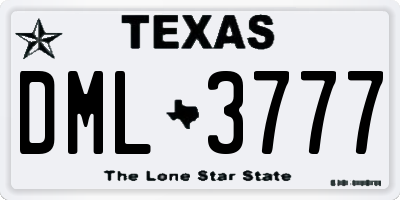 TX license plate DML3777