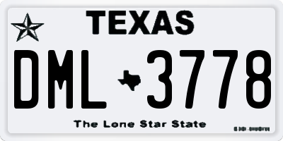 TX license plate DML3778