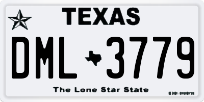 TX license plate DML3779