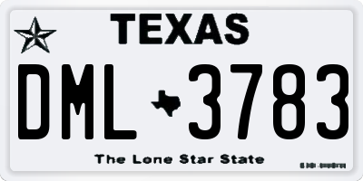 TX license plate DML3783