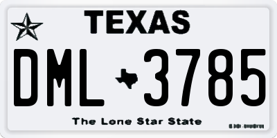TX license plate DML3785
