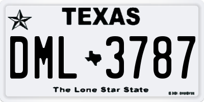 TX license plate DML3787