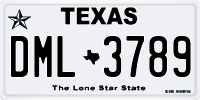 TX license plate DML3789