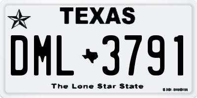 TX license plate DML3791