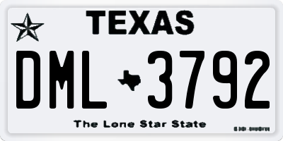 TX license plate DML3792