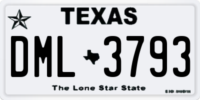 TX license plate DML3793