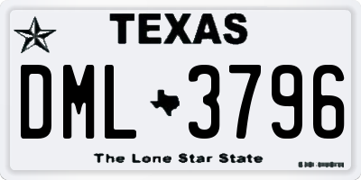 TX license plate DML3796