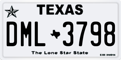TX license plate DML3798